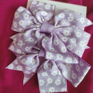 Purple Floral Hair Bow for Kids